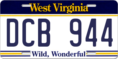 WV license plate DCB944