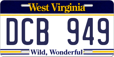 WV license plate DCB949