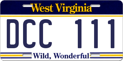 WV license plate DCC111