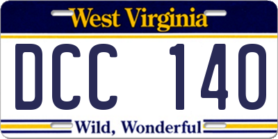 WV license plate DCC140