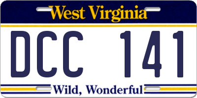 WV license plate DCC141
