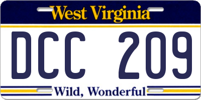 WV license plate DCC209