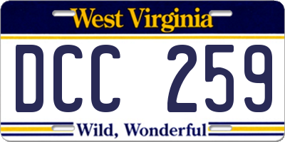 WV license plate DCC259