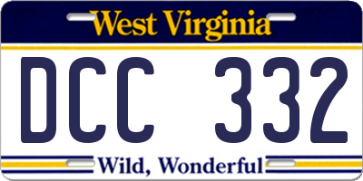 WV license plate DCC332