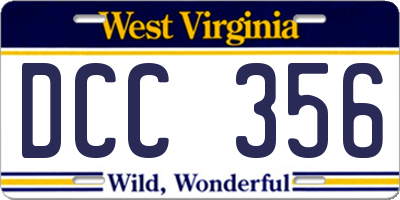 WV license plate DCC356
