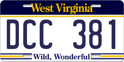 WV license plate DCC381