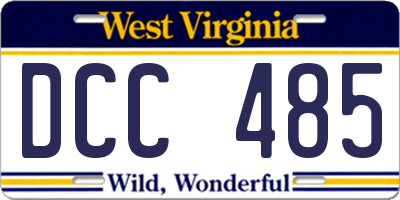 WV license plate DCC485
