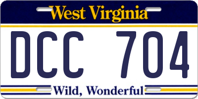 WV license plate DCC704