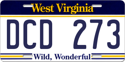 WV license plate DCD273