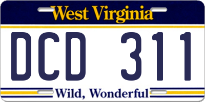 WV license plate DCD311