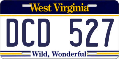 WV license plate DCD527