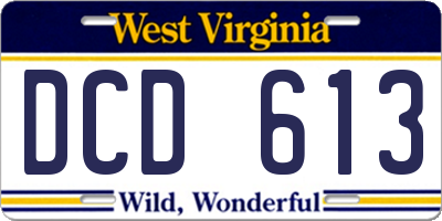WV license plate DCD613