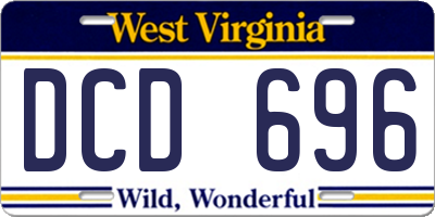 WV license plate DCD696