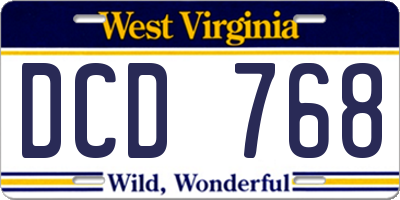 WV license plate DCD768