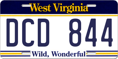 WV license plate DCD844