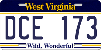 WV license plate DCE173