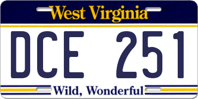 WV license plate DCE251