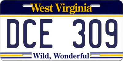 WV license plate DCE309