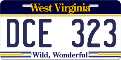 WV license plate DCE323
