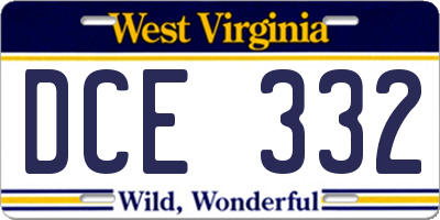 WV license plate DCE332