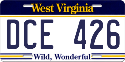 WV license plate DCE426