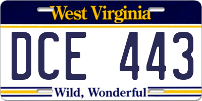 WV license plate DCE443