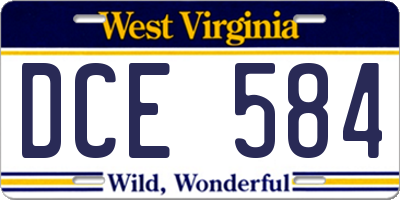 WV license plate DCE584