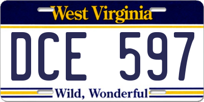 WV license plate DCE597