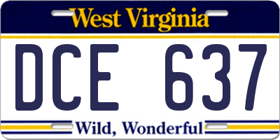 WV license plate DCE637