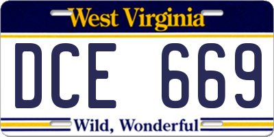WV license plate DCE669
