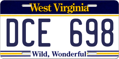 WV license plate DCE698