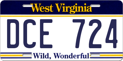 WV license plate DCE724