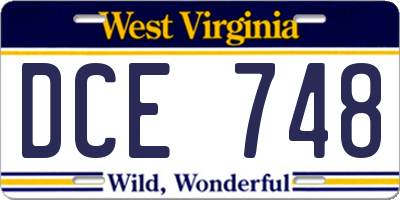 WV license plate DCE748