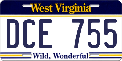 WV license plate DCE755
