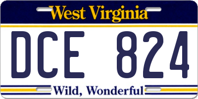 WV license plate DCE824