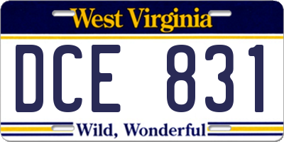 WV license plate DCE831