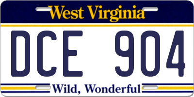 WV license plate DCE904