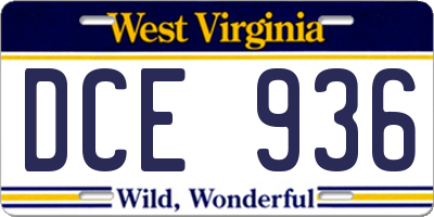 WV license plate DCE936