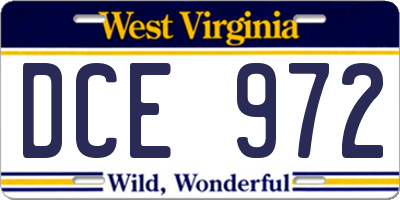 WV license plate DCE972