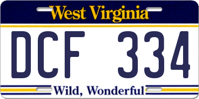 WV license plate DCF334