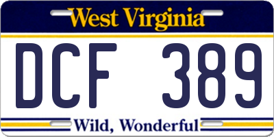 WV license plate DCF389