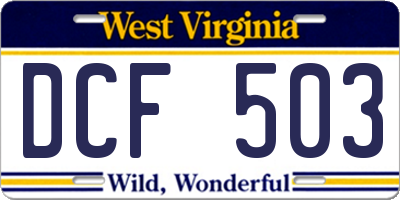 WV license plate DCF503