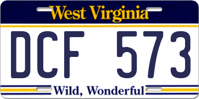WV license plate DCF573