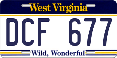 WV license plate DCF677