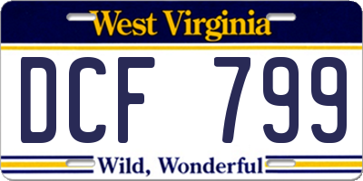 WV license plate DCF799