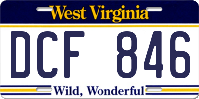 WV license plate DCF846
