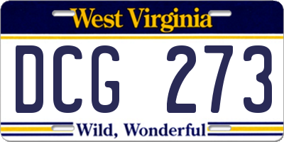 WV license plate DCG273
