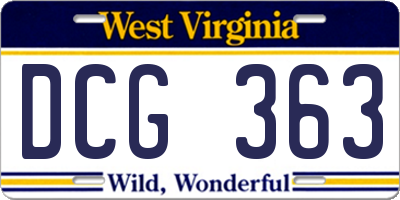 WV license plate DCG363
