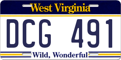 WV license plate DCG491
