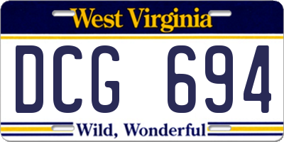 WV license plate DCG694
